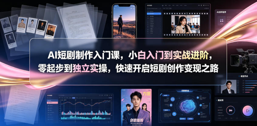 AI短剧制作入门课,小白入门到实战进阶,零起步到独立实操,快速开启短剧创作变现之路-云科数创