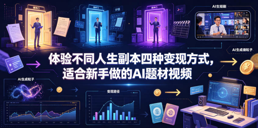 体验不同人生副本四种变现方式,适合新手做的AI题材视频-云科数创