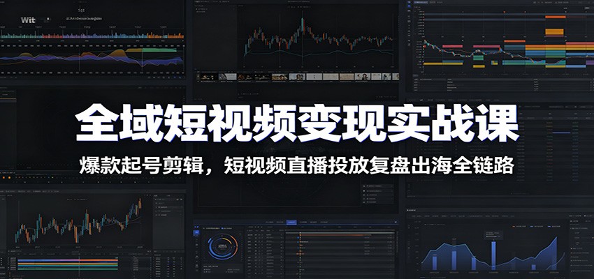 全域短视频变现实战课：爆款起号剪辑，短视频直播投放复盘出海全链路-云科数创