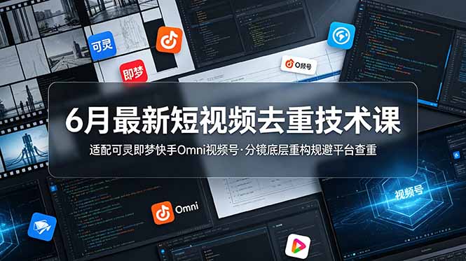 6月最新短视频去重技术课，适配可灵即梦快手Omni视频号，分镜底层重构规避平台查重-云科数创