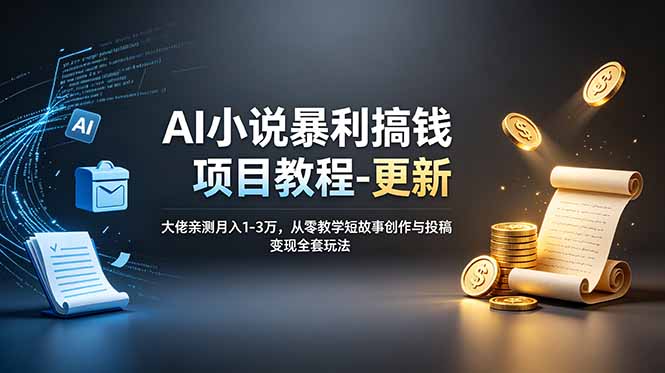 AI小说暴利搞钱项目教程-更新，大佬亲测月入1-3万，从零教学短故事创作与投稿变现全套玩法-云科数创