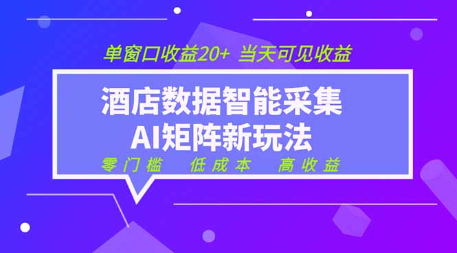 2026酒店数据采集ai智能矩阵新风口  低成本   高收益   当天见收益   单窗口20+-云科数创