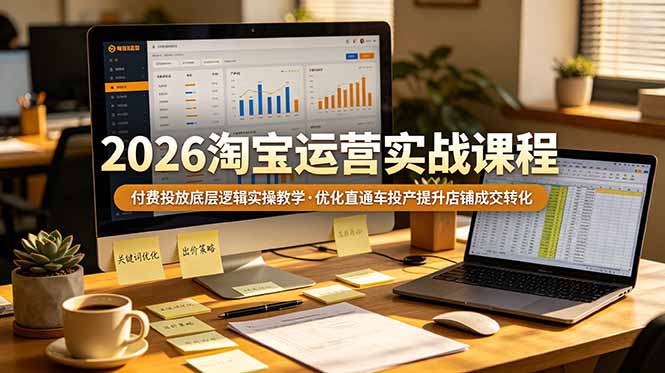 2026 淘宝运营实战课程，付费投放底层逻辑实操教学，优化直通车投产提升店铺成交转化-云科数创