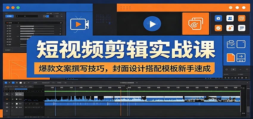 短视频剪辑实战课：爆款文案撰写技巧，封面设计搭配模板新手速成-云科数创