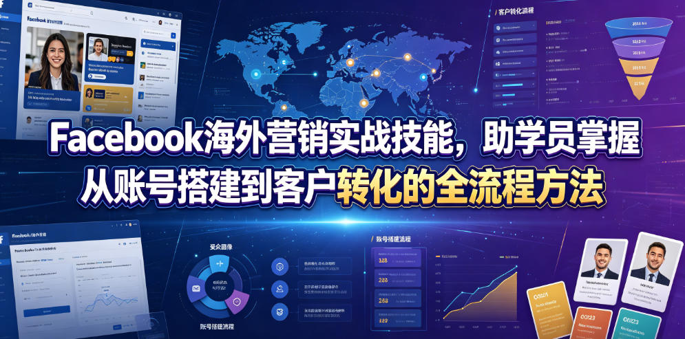 Facebook海外营销实战技能，助学员掌握从账号搭建到客户转化的全流程方法-云科数创