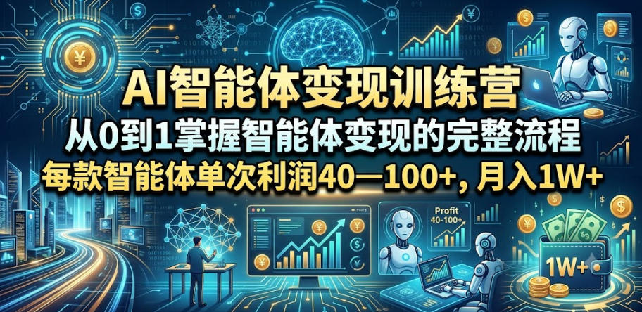 AI智能体变现训练营，从0到1掌握智能体变现的完整流程，每款智能体单次利润40—100+，月入1W+-云科数创