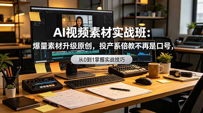 AI视频素材实战班：爆量素材升级原创，投产翻倍不再是口号，0-1系统教学实战落地-云科数创