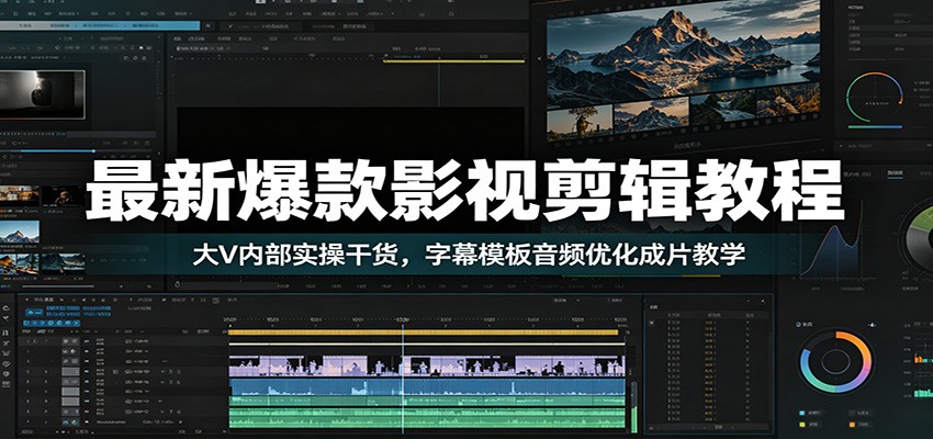 最新爆款影视剪辑教程：大V内部实操干货，字幕模板音频优化成片教学-云科数创