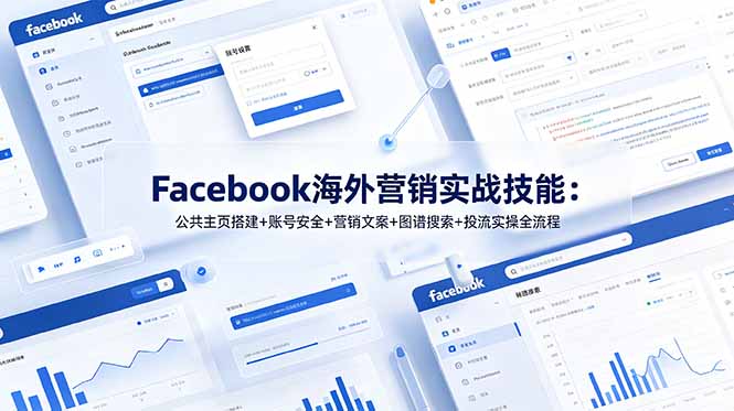 Facebook海外营销实战技能：公共主页搭建+账号安全+营销文案+图谱搜索+投流实操全流程-云科数创