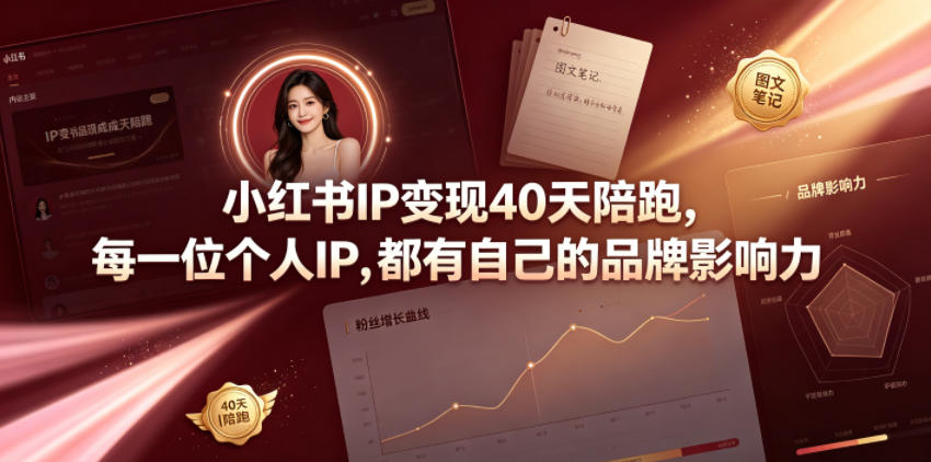 小红书IP变现40天陪跑，每一位个人IP，都有自己的品牌影响力-云科数创