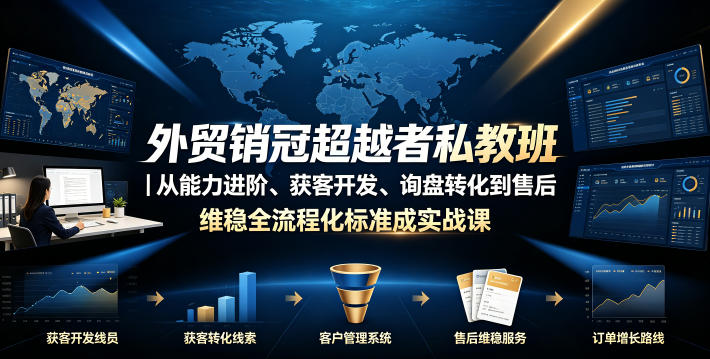 外贸销冠超越者私教班|从能力进阶、获客开发、询盘转化到售后维稳全流程标准化成交实战课-云科数创