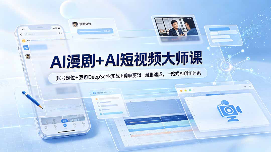 AI漫剧+AI短视频大师课:账号定位+豆包DeepSeek实战+剪映剪辑+漫剧速成,一站式AI创作体系-云科数创