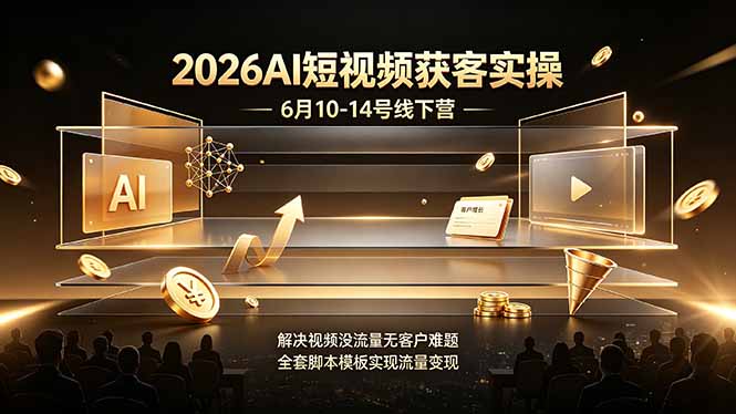 2026AI短视频获客实操6月10-14号线下营,解决视频没流量无客户难题,全套脚本模板实现流量变现-云科数创