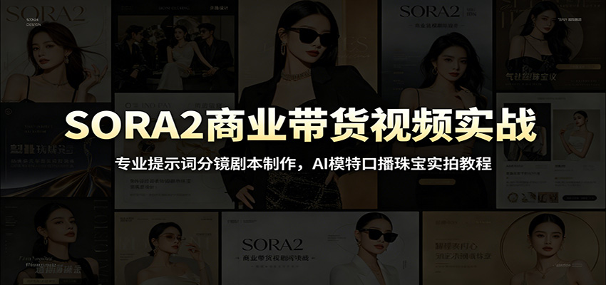SORA2商业带货视频实战:专业提示词分镜剧本制作,AI模特口播珠宝实拍教程-云科数创