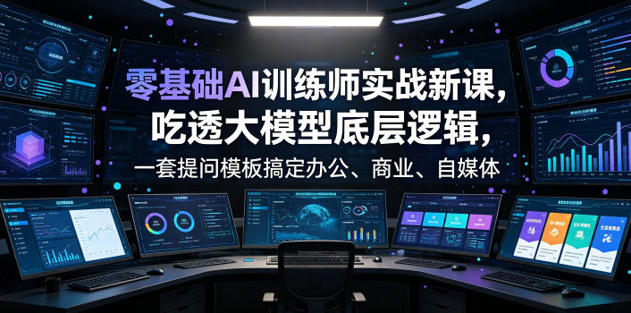 零基础AI训练师实战课,吃透大模型底层逻辑,一套提问模板搞定办公、商业、自媒体、设计、生活全场景AI落地应用-云科数创