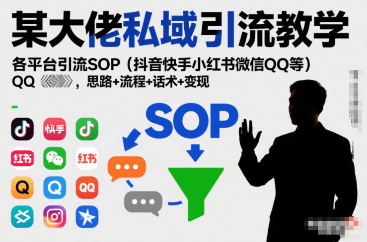 某大佬私域引流教学,各平台引流SOP(抖音快手小红书微信QQ等),思路+流程+话术+变现(更新0708)-云科数创