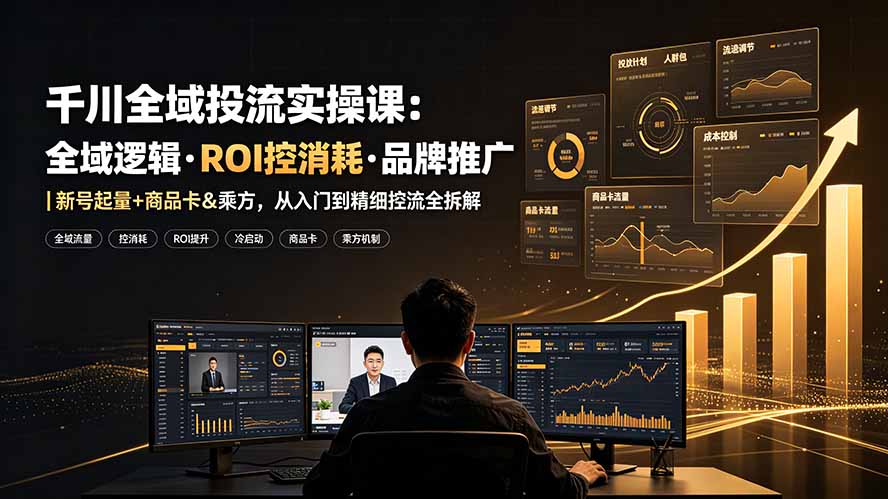 千川全域投流实操课:全域逻辑·ROI控消耗·品牌推广|新号起量+商品卡&乘方,从入门到精细控流全拆解-云科数创