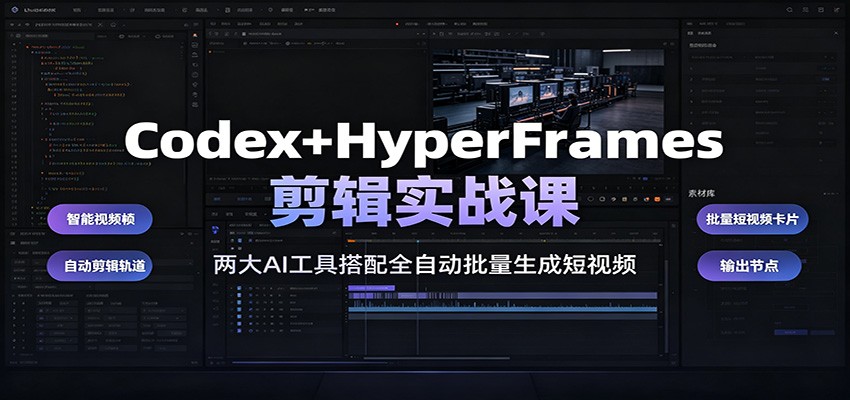 Codex+HyperFrames剪辑实战课:两大AI工具搭配全自动批量生成短视频-云科数创