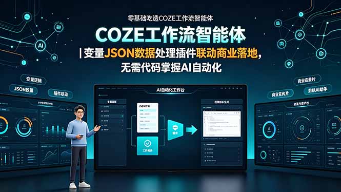 零基础吃透COZE工作流智能体|变量JSON数据处理插件联动商业落地,无需代码掌握AI自动化-云科数创