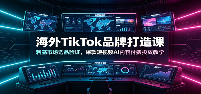 海外TikTok品牌打造课:利基市场选品验证,爆款短视频AI内容付费投放教学-云科数创