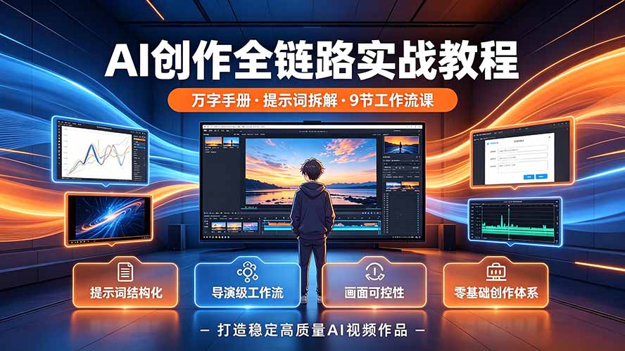 AI创作全链路实战教程|万字手册·提示词拆解·9节工作流课,打造稳定高质量AI视频作品-云科数创