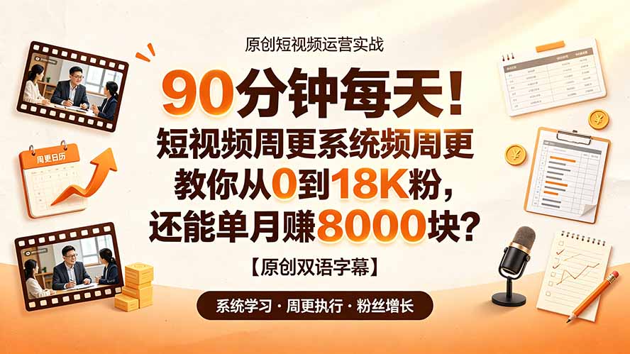 90 分钟每天!短视频周更系统教你从 0 到 18K 粉,还能单月赚 8000 块?【原创双语字幕】-云科数创
