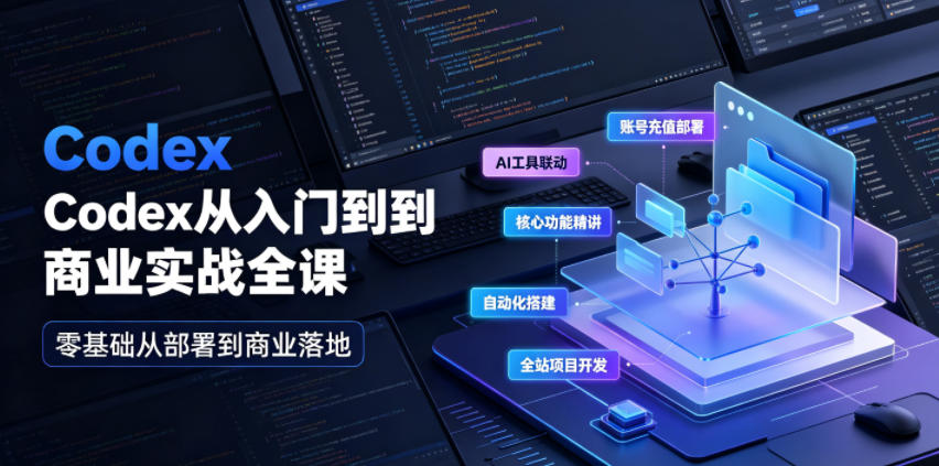Codex从入门到商业实战全课｜账号充值部署、AI工具联动、核心功能精讲、自动化搭建、全站项目开发零基础教程-云科数创