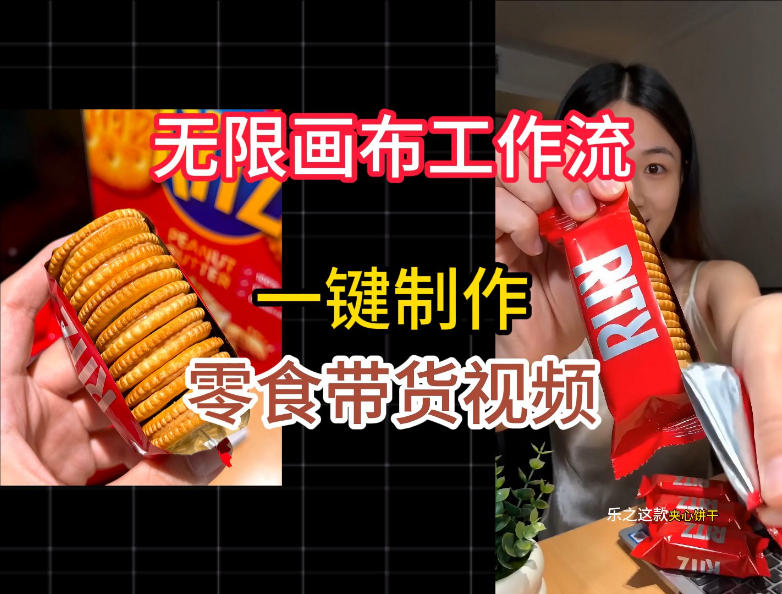 无限画布工作流一键制作零食带货视频,操作简单实操教学-云科数创