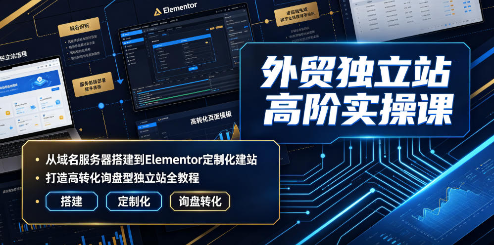 外贸独立站高阶实操课|从域名服务器搭建到Elementor定制化建站,打造高转化询盘型独立站全教程-云科数创