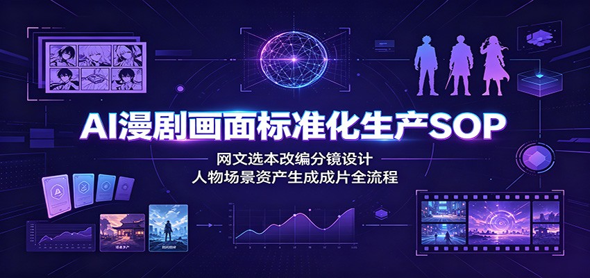 AI漫剧画面标准化生产SOP:网文选本改编分镜设计,人物场景资产生成成片全流程-云科数创