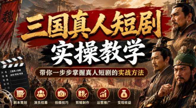 三国真人短剧实操教学,带你一步步掌握真人短剧的实战方法-云科数创