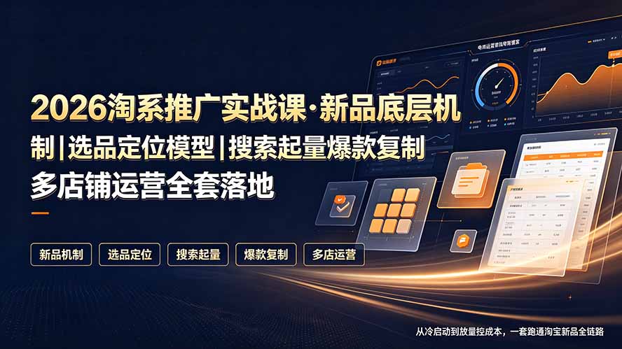 2026淘系推广实战课·新品底层机制|选品定位模型|搜索起量爆款复制多店铺运营全套落地教程-云科数创