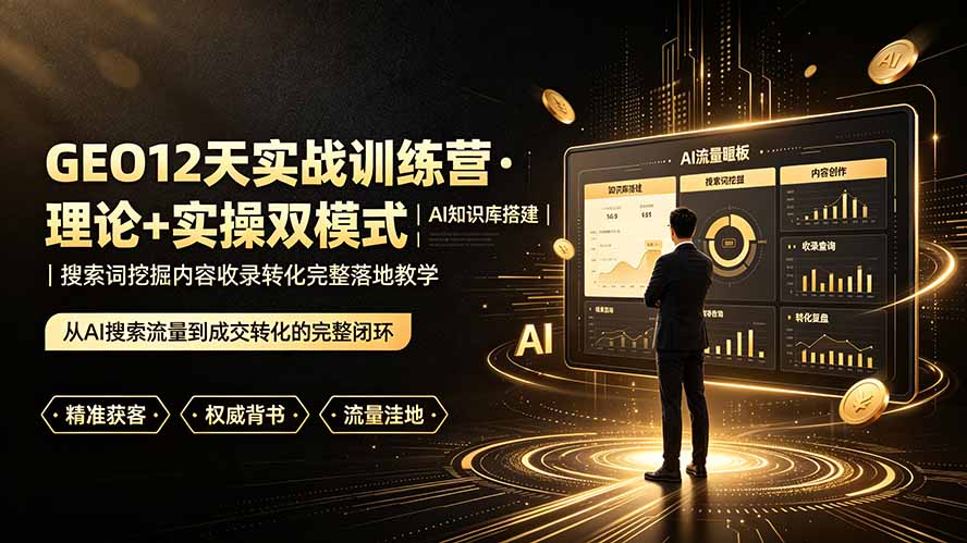 GEO12天实战训练营·理论+实操双模式|AI知识库搭建|搜索词挖掘内容收录转化完整落地教学-云科数创