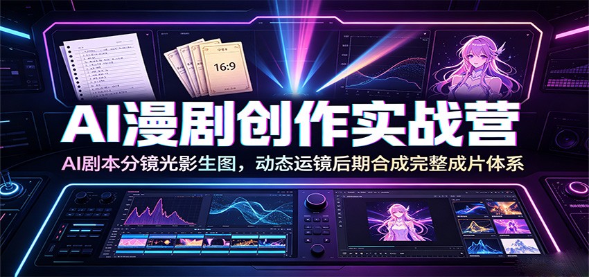 AI漫剧创作实战营:AI剧本分镜光影生图,动态运镜后期合成完整成片体系-云科数创