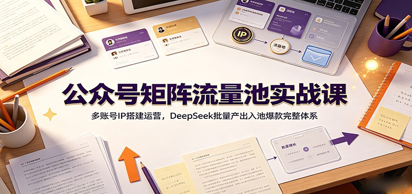 公众号矩阵流量池实战课:多账号IP搭建运营,DeepSeek批量产出入池爆款完整体系-云科数创