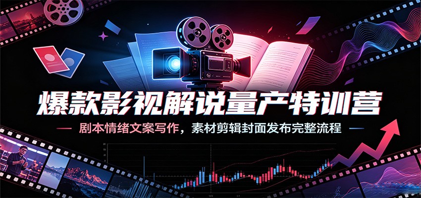 爆款影视解说量产特训营:剧本情绪文案写作,素材剪辑封面发布完整流程-云科数创