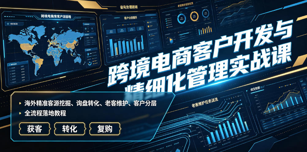 跨境电商客户开发与精细化管理实战课|海外精准客源挖掘、询盘转化、老客维护、客户分层全流程落地教程-云科数创