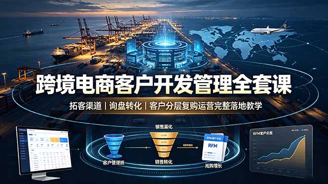 跨境电商客户开发管理全套课·拓客渠道|询盘转化|客户分层复购运营完整落地教学-云科数创