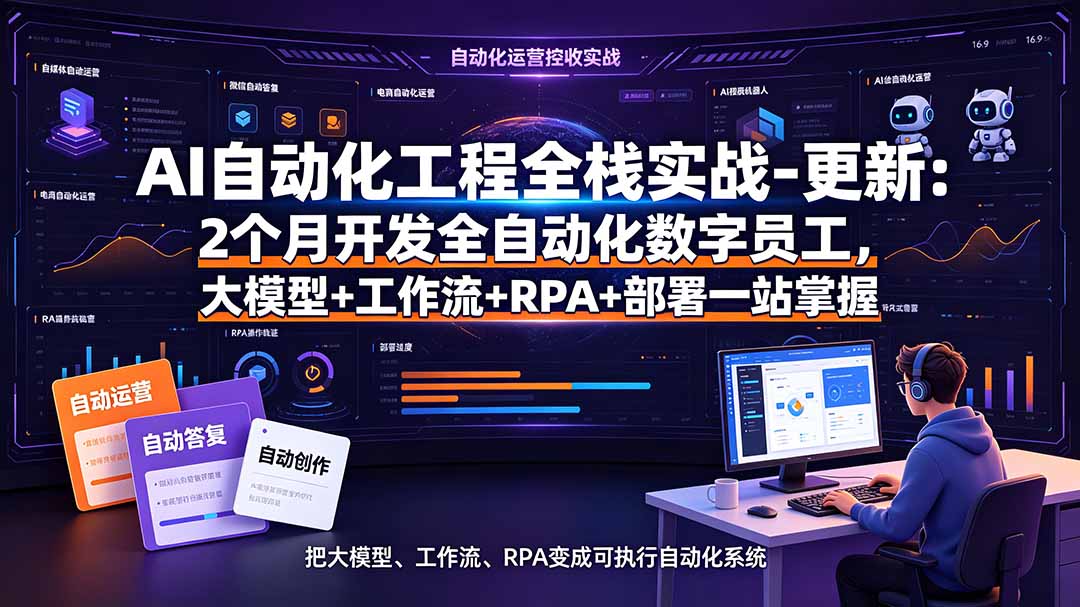 AI自动化工程全栈实战-更新:2个月开发全自动化数字员工,大模型+工作流+RPA+部署一站式掌握-云科数创