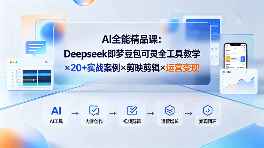 AI全能精品课:Deepseek即梦豆包可灵全工具教学×20+实战案例×剪映剪辑×运营变现-云科数创