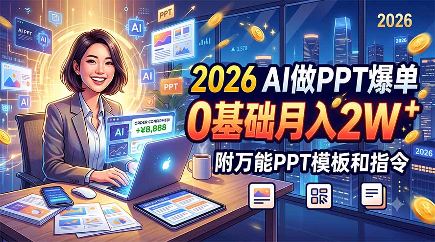 2026 AI做PPT爆单,0基础月入2W,附万能PPT模板和指令-云科数创
