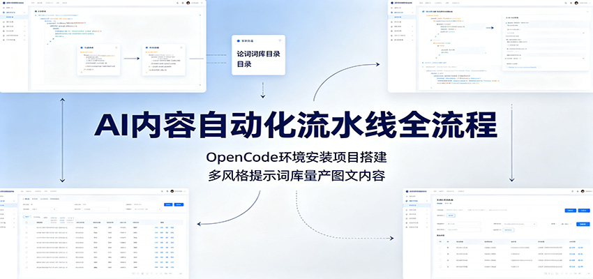 AI内容自动化流水线全流程：OpenCode环境安装项目搭建，多风格提示词库量产图文内容-云科数创