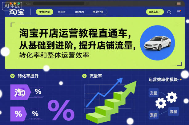 淘宝开店运营教程直通车,从基础到进阶,提升店铺流量,转化率和整体运营效率(更新26年07月11日)-云科数创