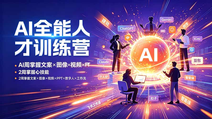 AI全能人才训练营:2周掌握文案×图像×视频×PPT×数字人×工作流,超越80%的人-云科数创