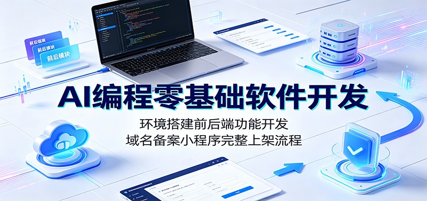 AI编程零基础软件开发：环境搭建前后端功能开发，域名备案小程序完整上架流程-云科数创