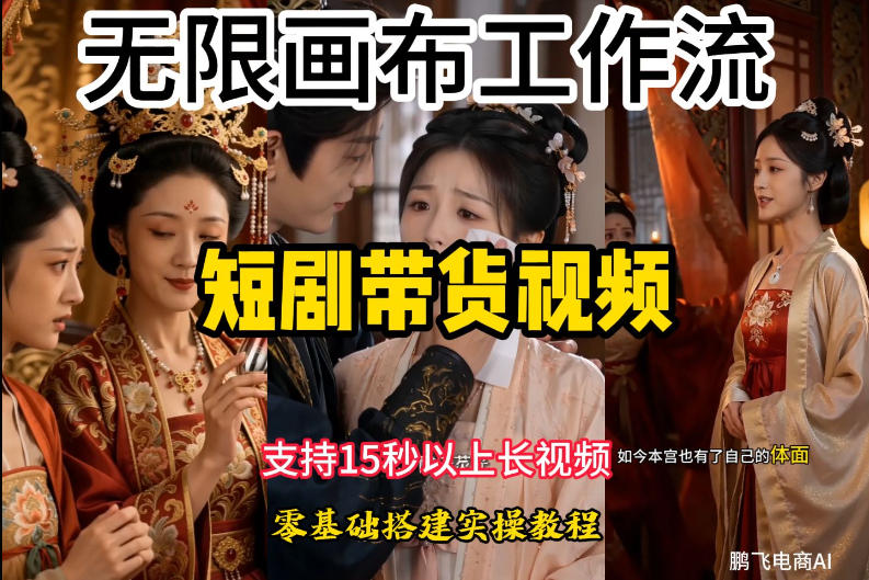 无限画布工作流制作短剧带货视频支持制作15秒以上视频,实操搭建教学,看完教程小白也能轻松搭建-云科数创