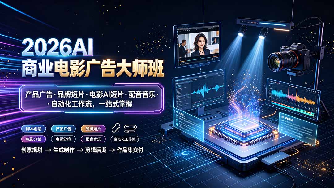 2026AI商业电影广告大师班:产品广告·品牌短片·电影AI短片·配音音乐·自动化工作流,一站式掌握-云科数创