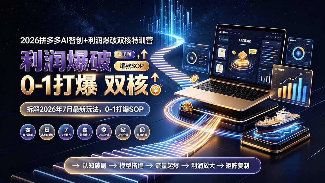 2026拼多多AI智创+利润爆破双核特训营-拆解2026年7月最新玩法,0-1打爆SOP-云科数创