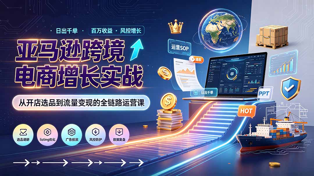 亚马逊0-1孵化特训营8期:从注册风控到稳定日出千单实战,规避审核封店风险,标准化执行流程落地-云科数创
