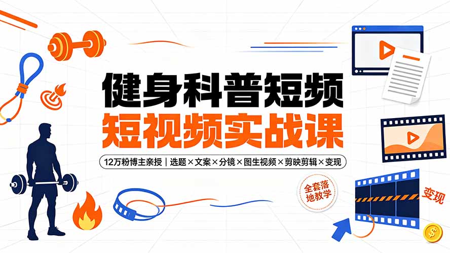 健身科普短视频实战课-12万粉博主亲授|选题×文案×分镜×图生视频×剪映剪辑×变现,全套落地教学-云科数创